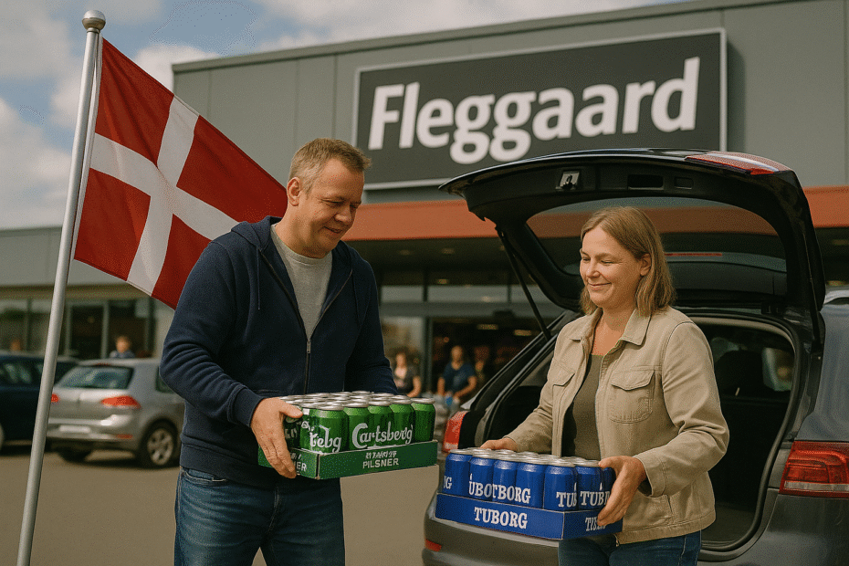 Dansk par grænsehandler på den tyske side af grænsen